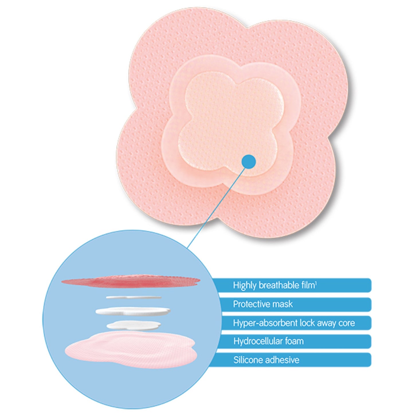 Allevyn Life Silicone Foam Dressing, 6 x 6 Inch Quadrilobe 66801069