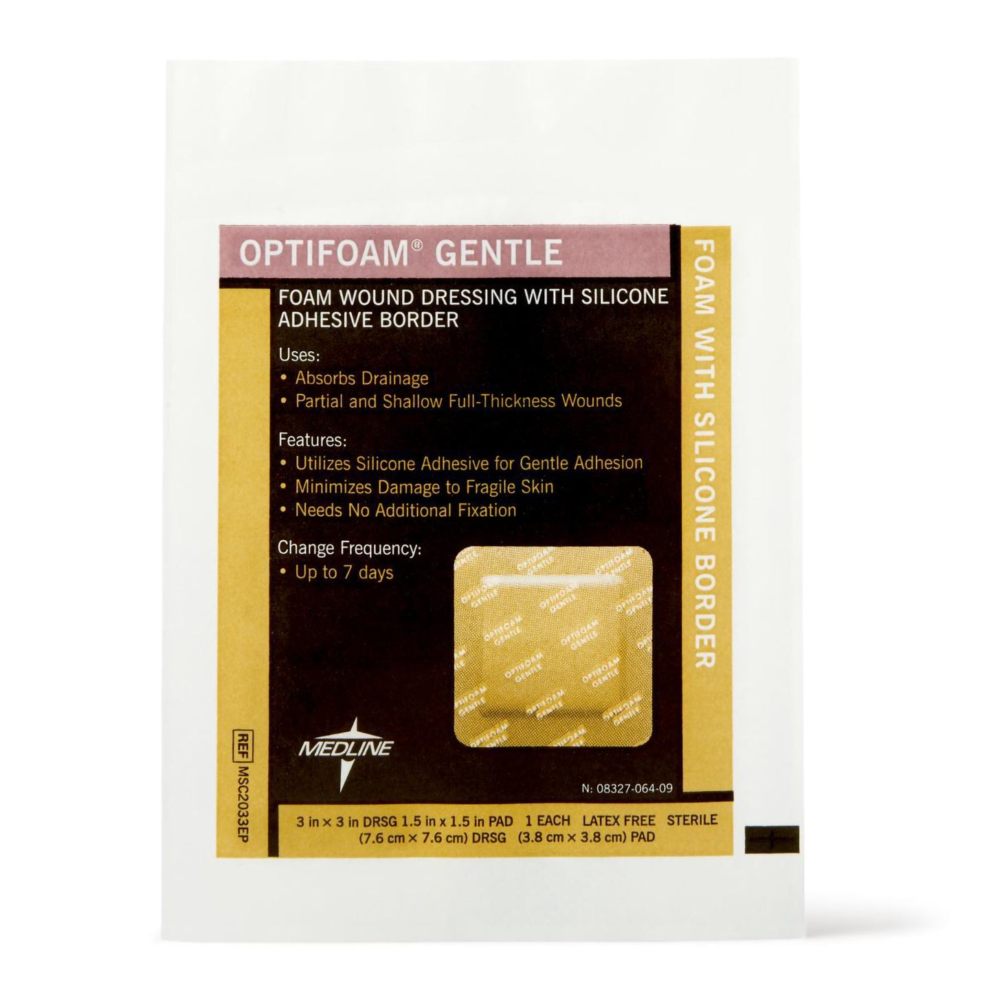 Foam Dressing Optifoam® Gentle 3 X 3 Inch With Border Waterproof Backing Silicone Border Square Sterile MSC2033EP