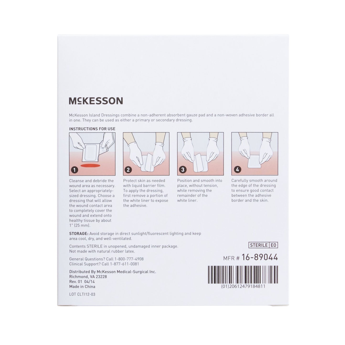 McKesson Adhesive Dressing, 4 x 4 Inch 16-89044
