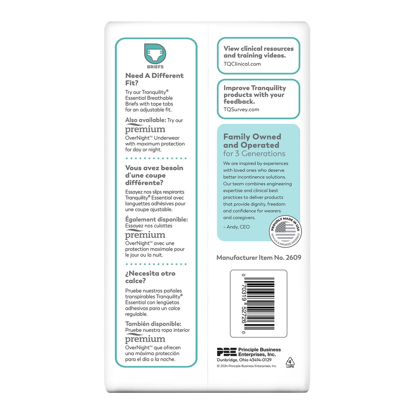 Tranquility® Essential Underwear, Heavy, 3X-Large 2609