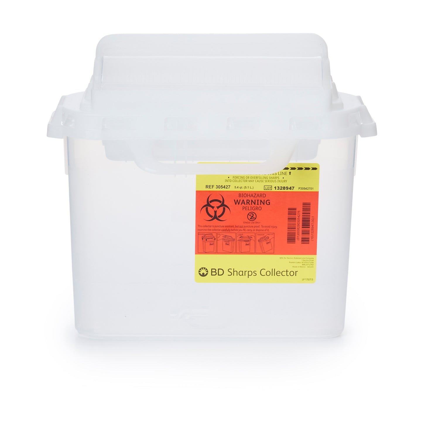 BD Multi-purpose Sharps Container, 12 x 12 x 4-4/5 Inch 305427
