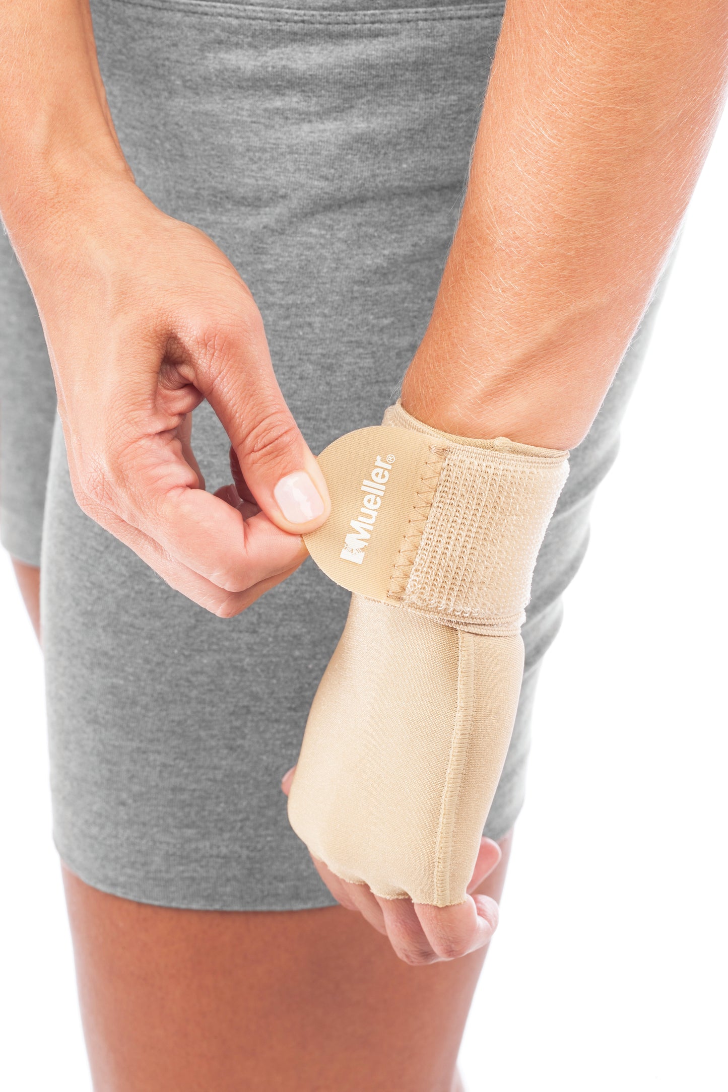 Compression Glove Mueller® Compression & Support Gloves Fingerless Small / Medium Over-the-Wrist Length Ambidextrous 6905