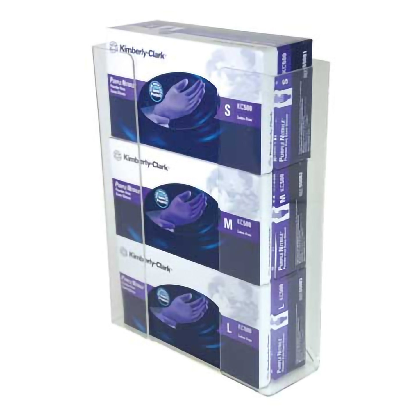 Glove Box Holder Wall Mount 3-Box Capacity Clear 3-1/2 X 11 X 14-1/2 Inch Acrylic - CCG3061282