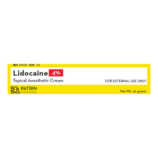 Patrin Pharma 4% Lidocaine Topical Anesthetic Cream 39328002430