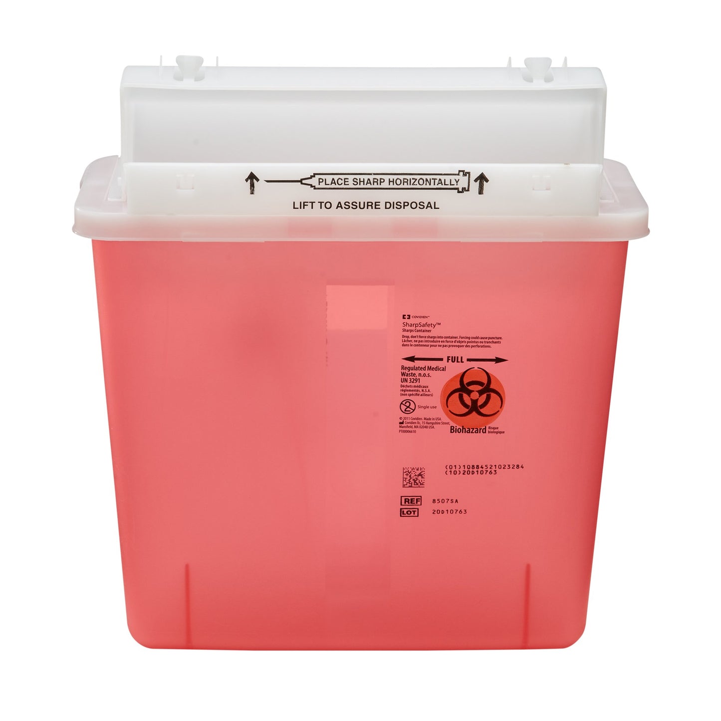 Sharps Container SharpStar™ In-Room™ Translucent Red Base 12-1/2 H X 5-1/2 D X 10-3/4 W Inch Horizontal Entry 1.25 Gallon - 8507SA