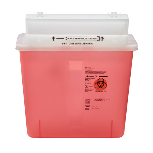 Sharps Container SharpStar™ In-Room™ Translucent Red Base 12-1/2 H X 5-1/2 D X 10-3/4 W Inch Horizontal Entry 1.25 Gallon - 8507SA