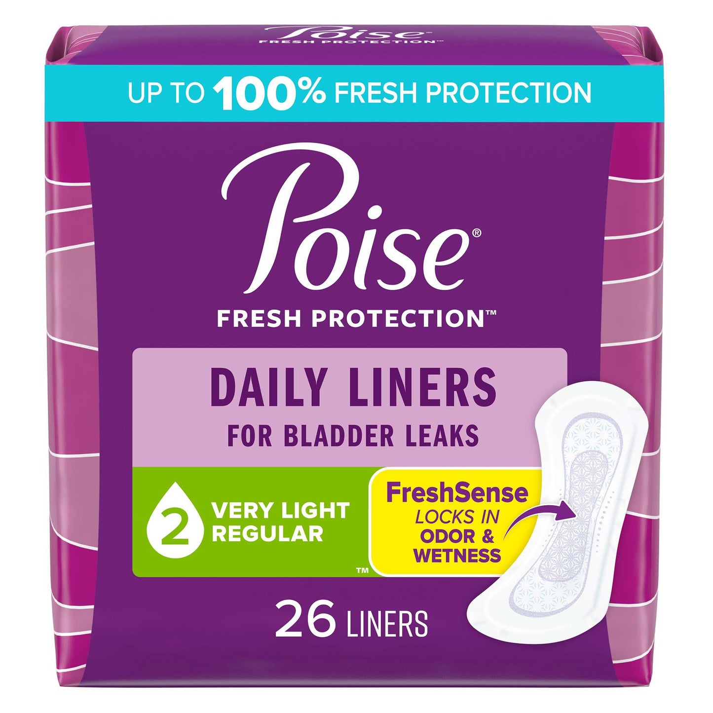Bladder Control Pad Poise® Fresh Protection™ 7-1/2 Inch Length Light Absorbency Polymer Core One Size Fits Most - 19305