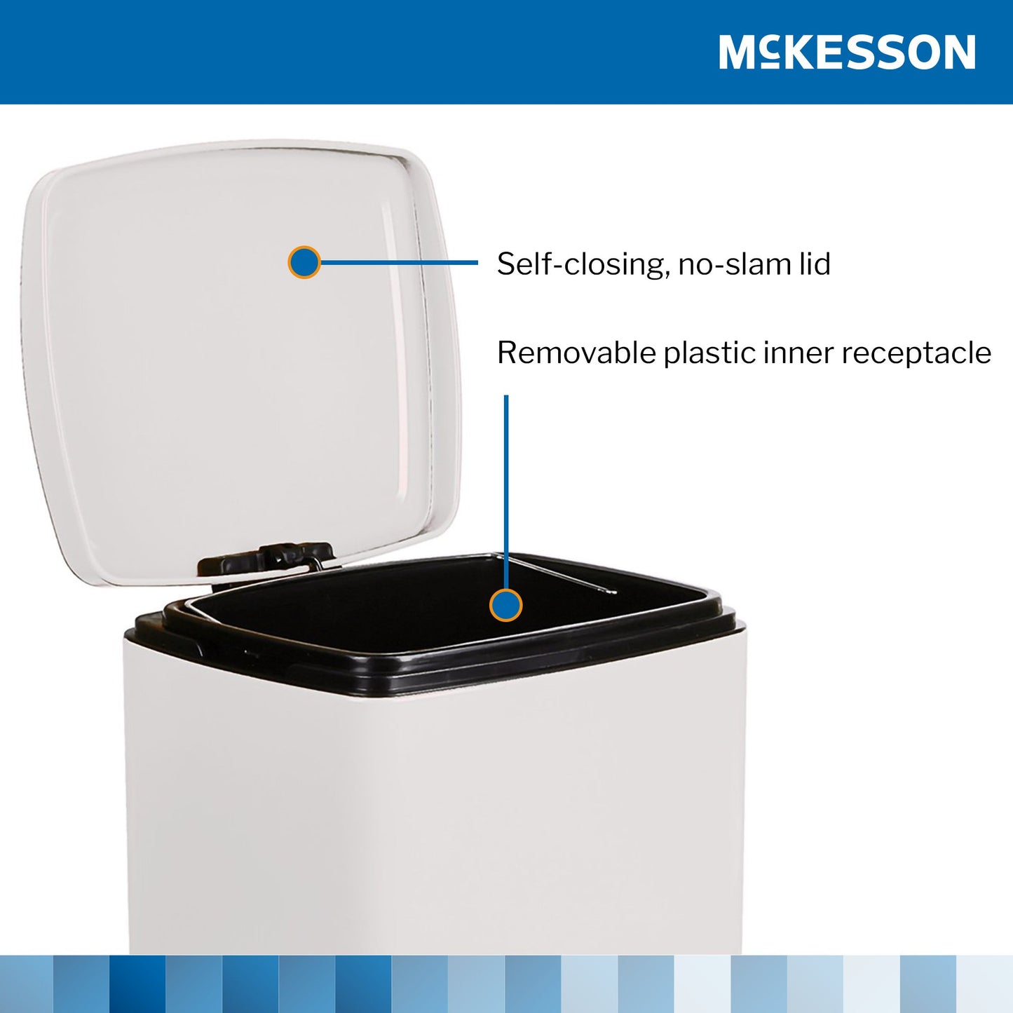 McKesson White Square Step-On Trash Can, 5 gallon 16-35269