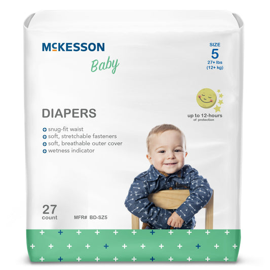 Unisex Baby Diaper McKesson Size 5 Disposable Heavy Absorbency - BD-SZ5