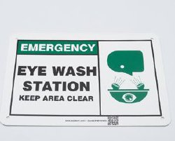 Wall Sign First Aid Sign Lab Safety Supply® Emergency Eye Wash Station w/Symbol - MFSD928VP