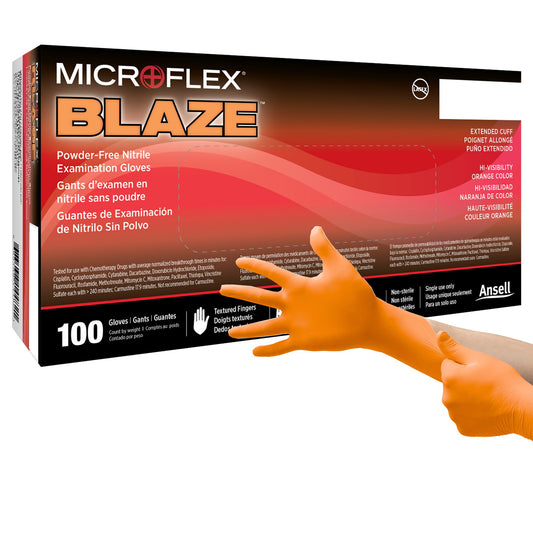Microflex Medical Microflex Blaze Nitrile Exam Glove, Extra Large, Orange N484, Case of 1000