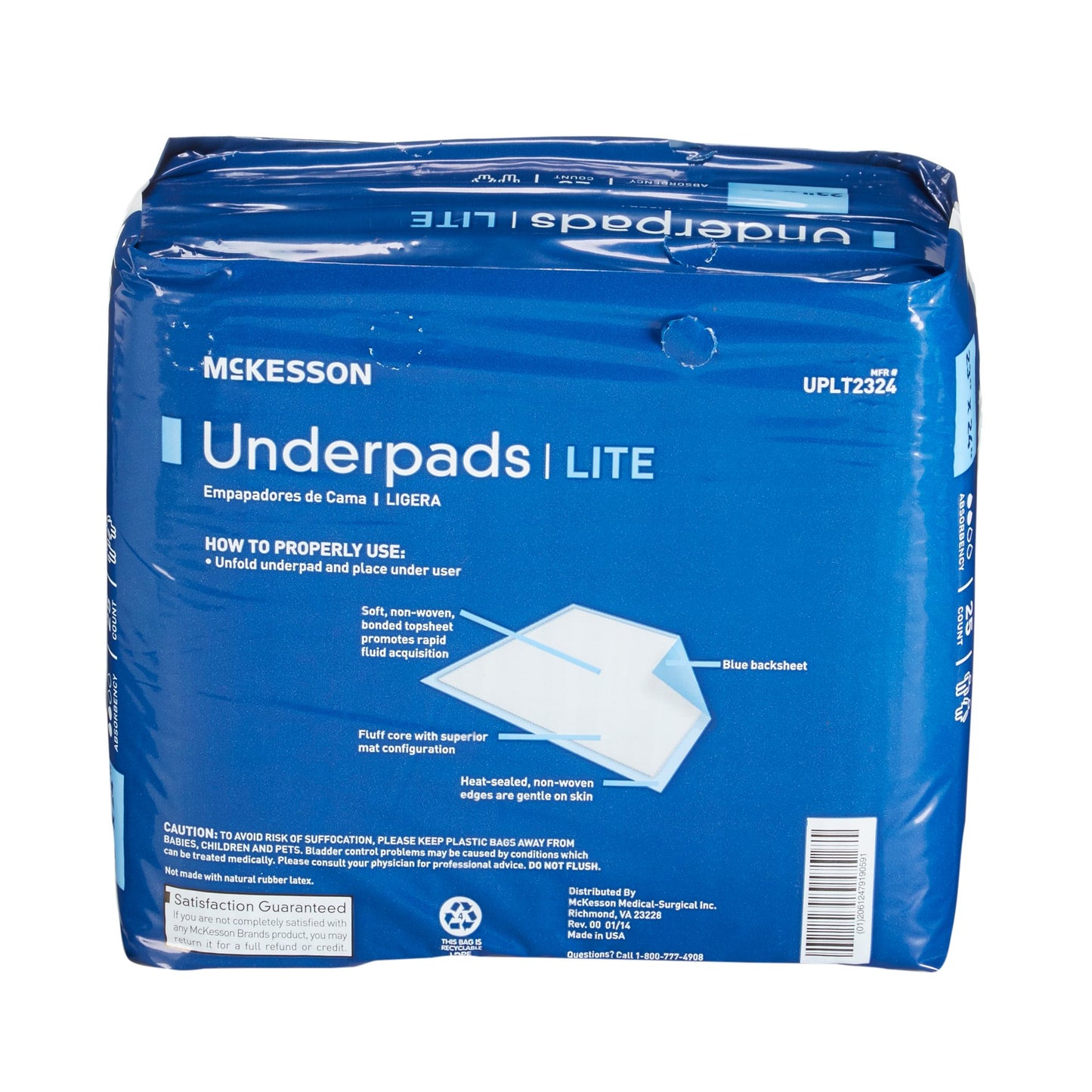McKesson Classic Plus Light Absorbency Underpads, 23 x 24 Inch UPLT2324