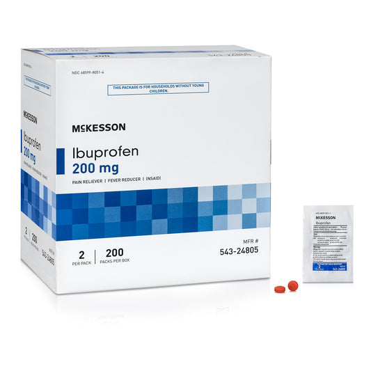 Pain Relief McKesson 200 mg Strength Ibuprofen Unit Dose Tablet 200 per Box - 543-24805