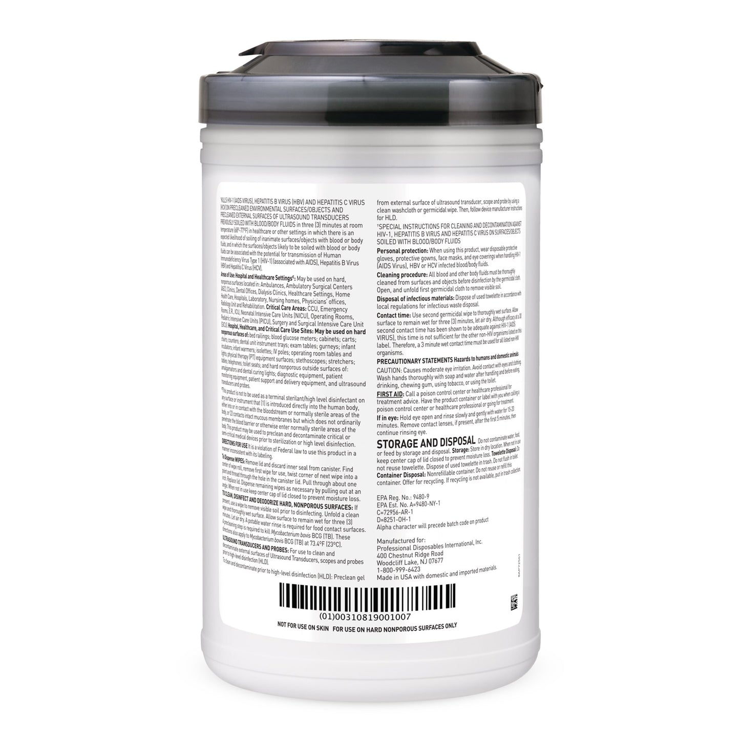 Sani-Cloth® AF3 Germicidal Extra Large Disinfectant Wipes, Canister, 75 ct. P72584