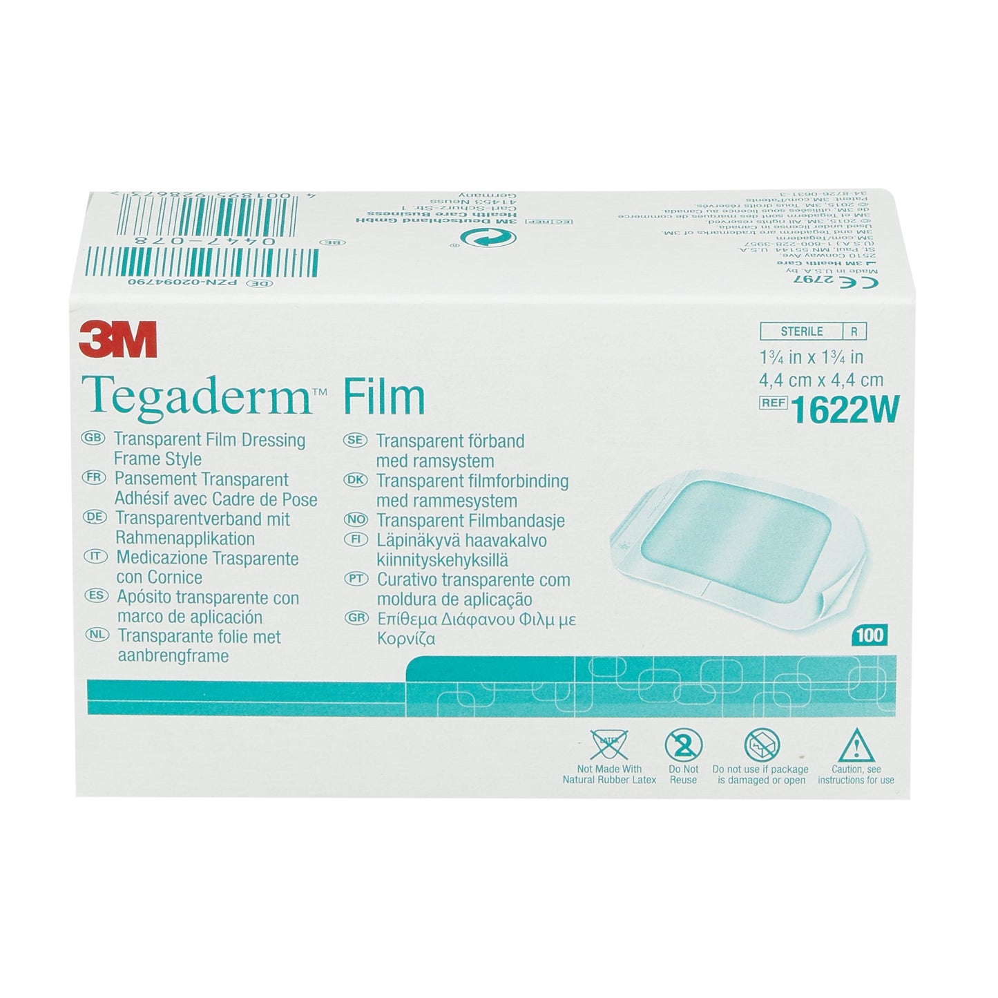 3M™ Tegaderm™ Transparent Sterile Film Dressing, 1-3/4 x 1-3/4 Inch 1622W