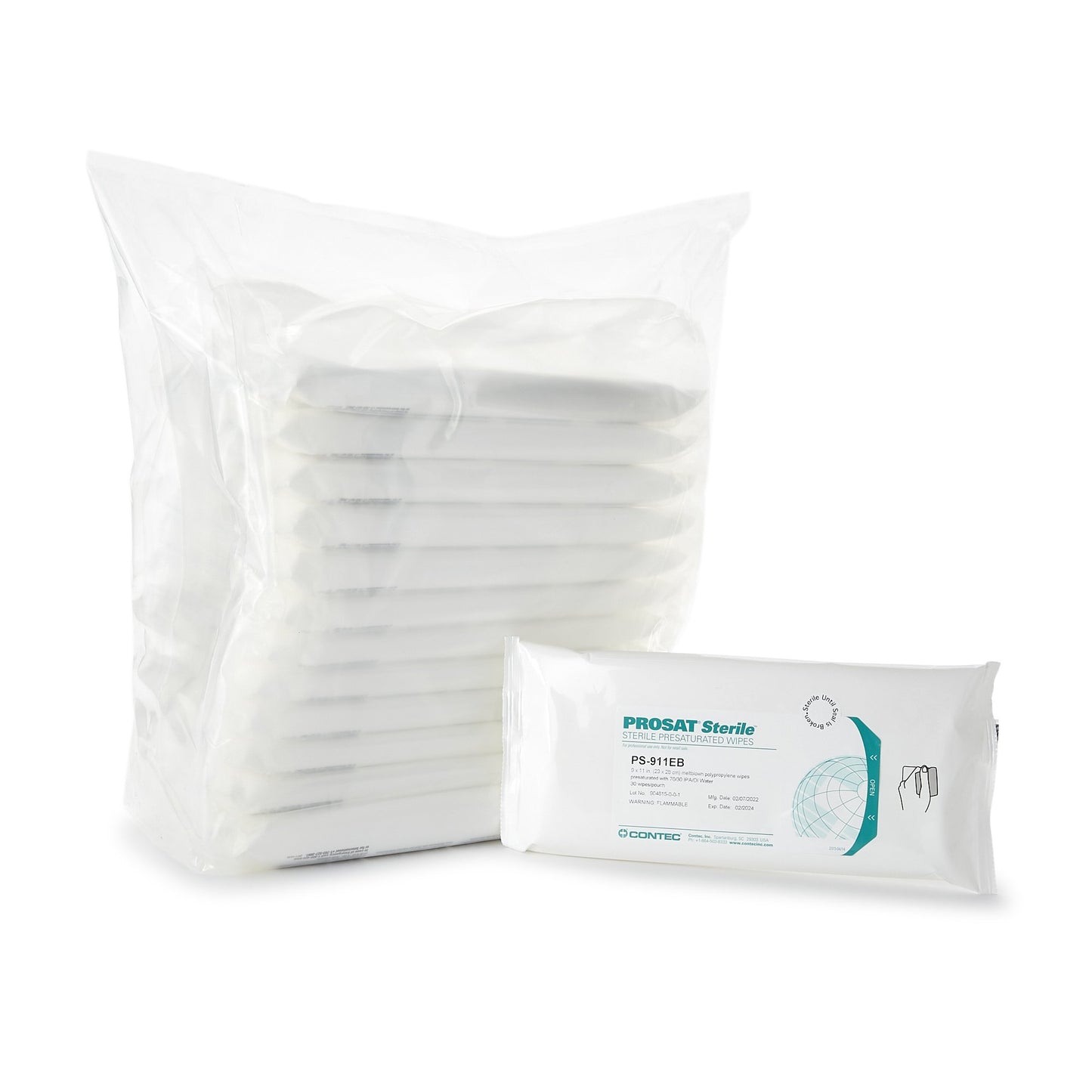 Contec Inc PROSAT Sterile PreSaturated Cleanroom Wipe PS-911EB, Case of 48