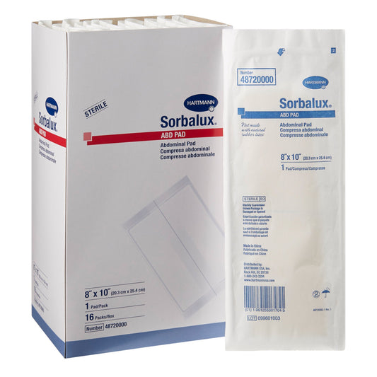 Abdominal Pad Sorbalux® ABD 8 X 10 Inch 1-Ply Sterile 1 per Pouch - 48720000