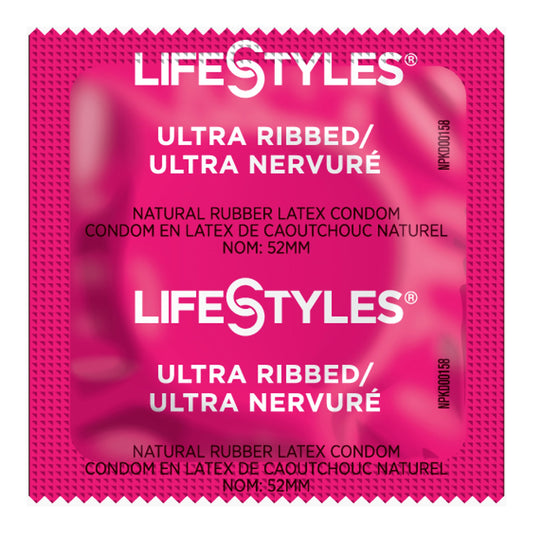 Condom Lifestyles® Ultra Ribbed Lubricated One Size Fits Most 1,008 per Case - 310156