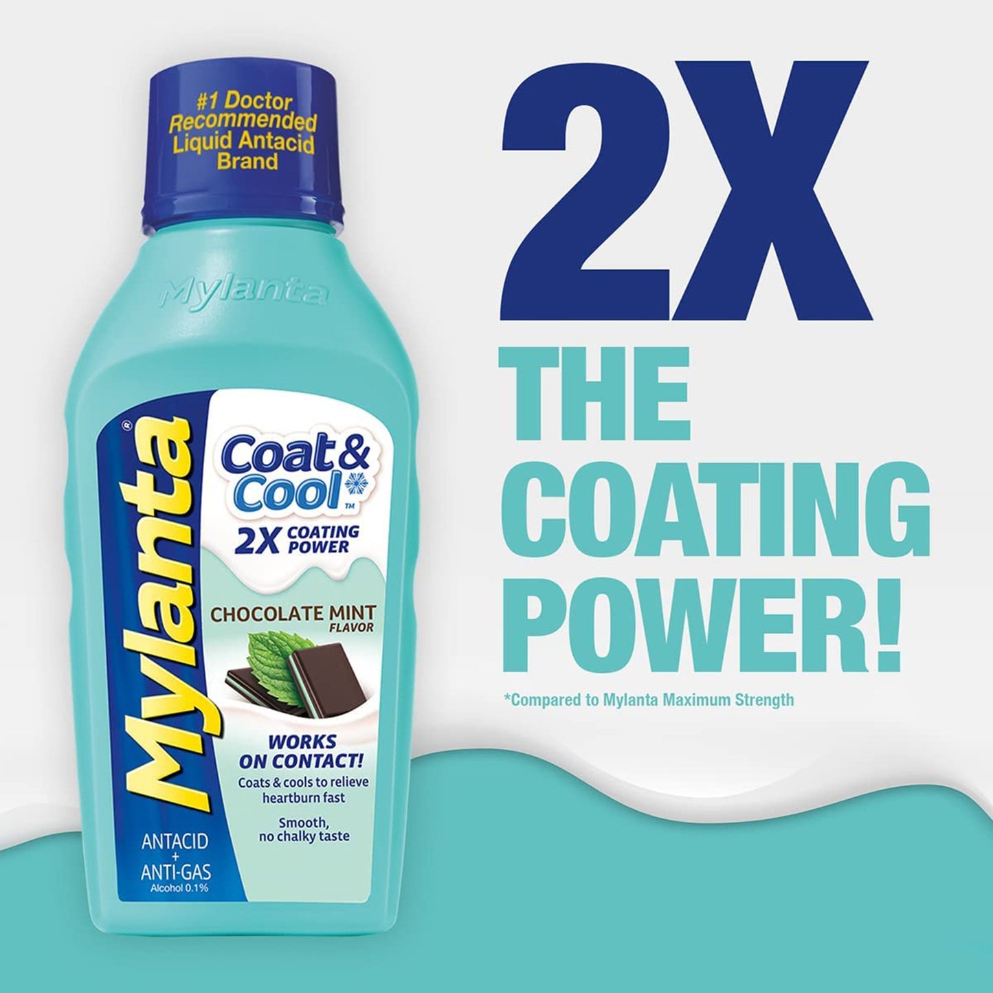 Mylanta Coat & Cool Antacid + Anti-Gas Liquid, Chocolate Mint Flavor 62372052012