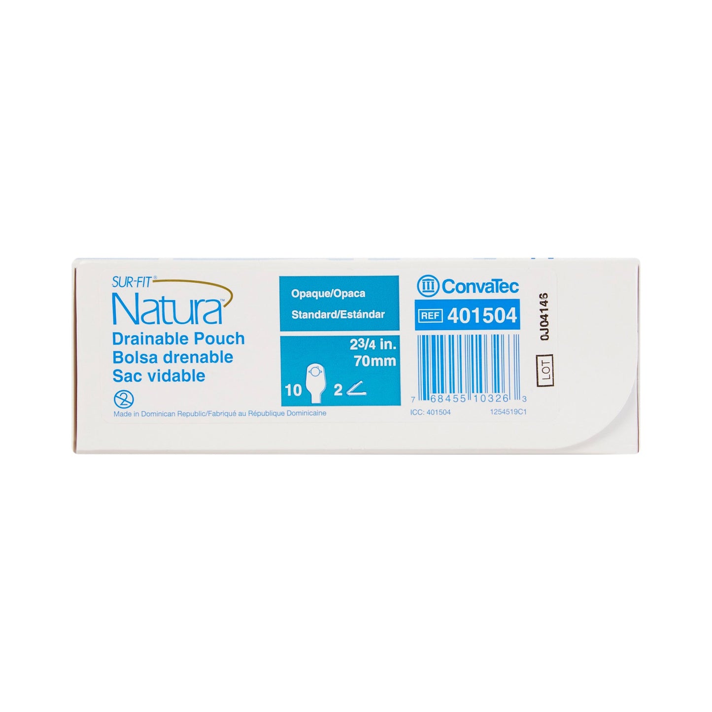 Sur-Fit Natura® Two-Piece Opaque Colostomy Pouch, 12-Inch Length, 2¾ Inch Flange 401504