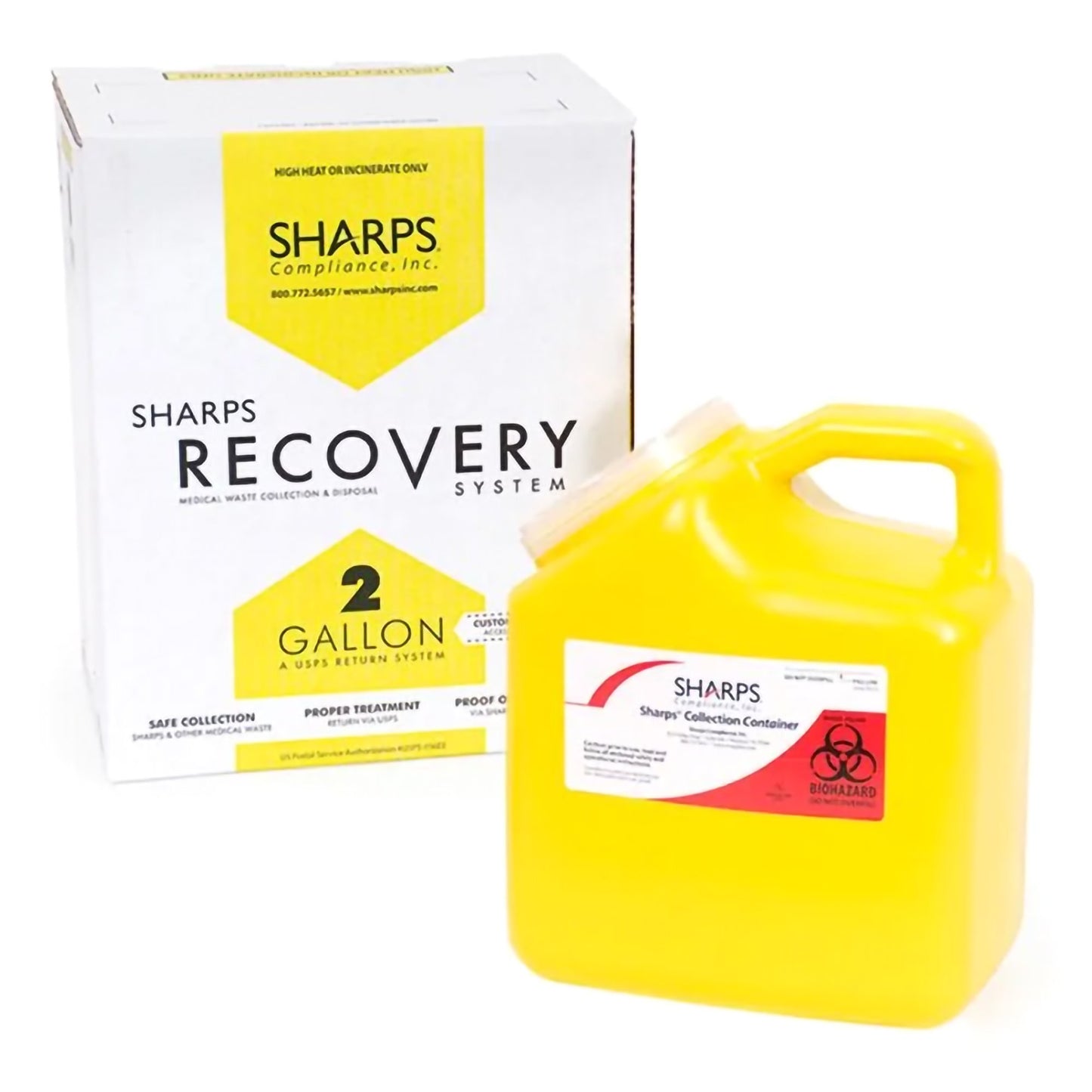 Mailback Chemotherapy Container Sharps Recovery System™ Yellow Base 9 L X 6 W X 11 H Inch Vertical Entry 2 Gallon 14200-012W
