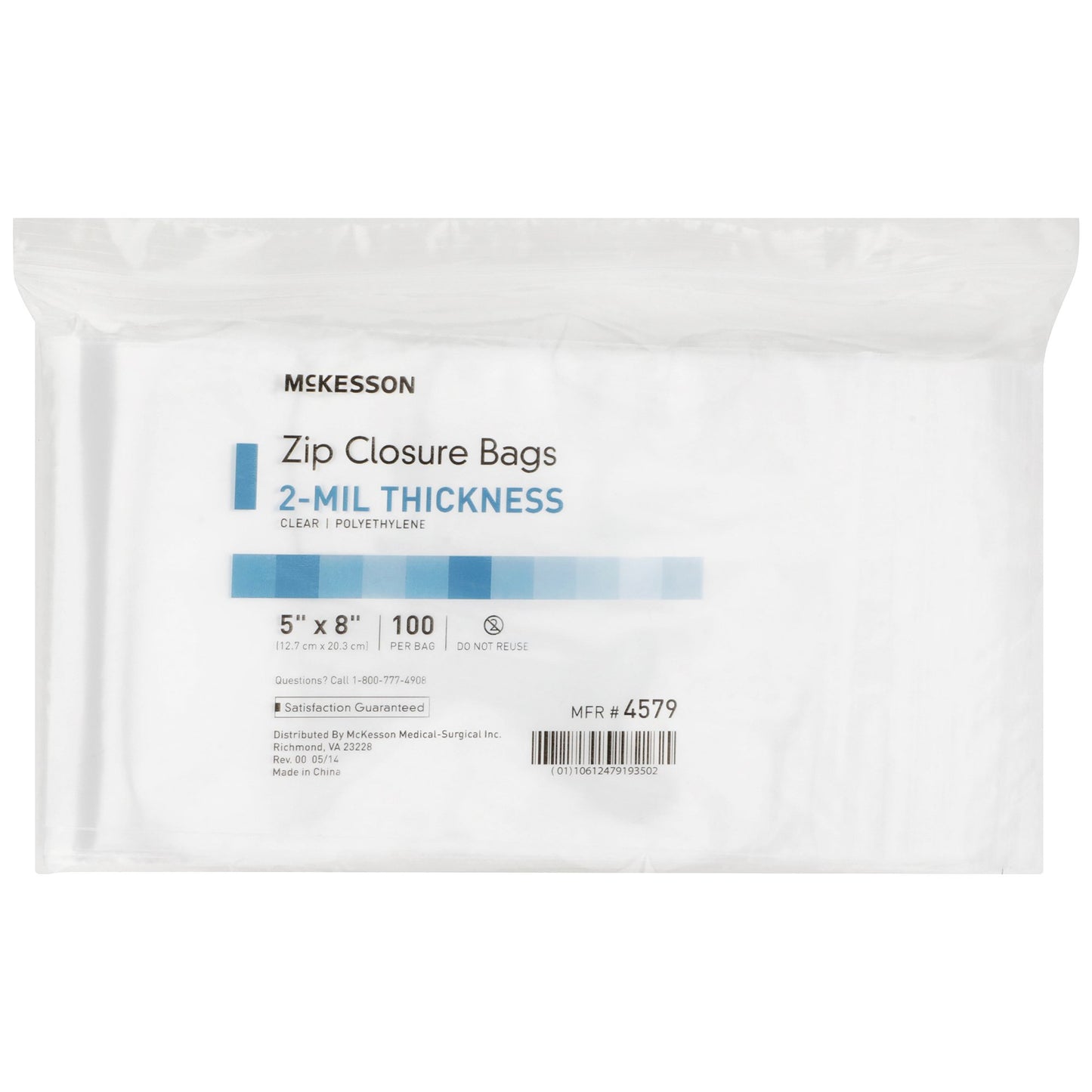 McKesson Zip Closure Bag, 5 x 8 Inch 4579