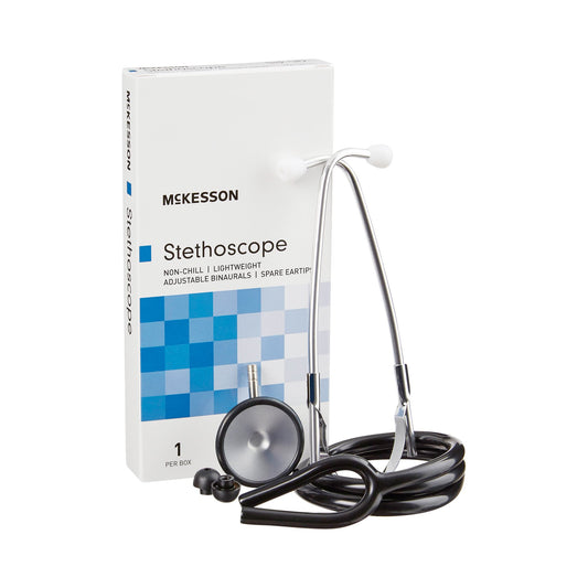 General Exam Stethoscope McKesson Black 1-Tube 21 Inch Tube Single Sided Chestpiece - 01-660BKGM