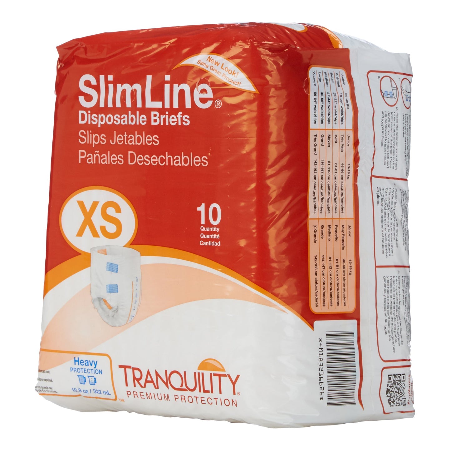 Tranquility® SlimLine® Heavy Protection Incontinence Brief, Extra Small 2166