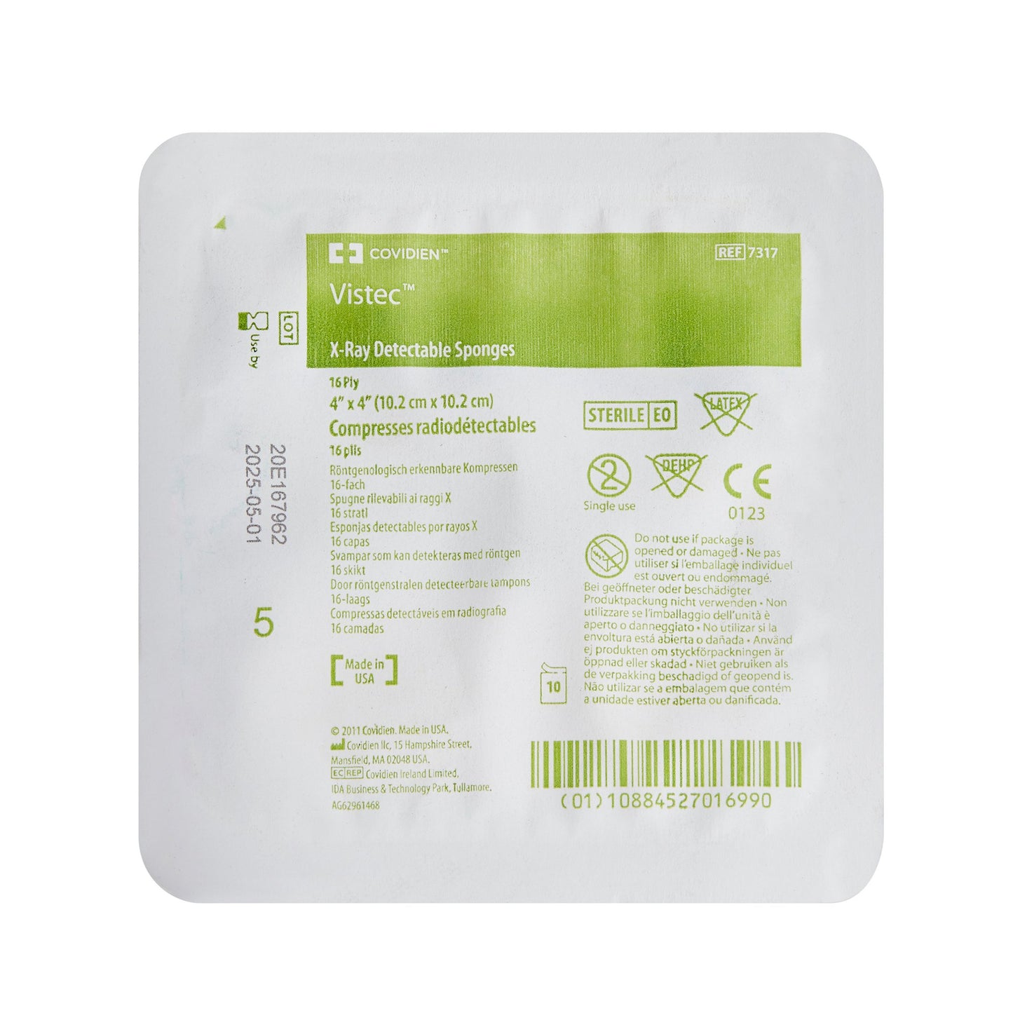 Visitec™ Sterile USP Type VII X-Ray Detectable Gauze Sponge, 4 x 4 Inch, 16-Ply 7317--