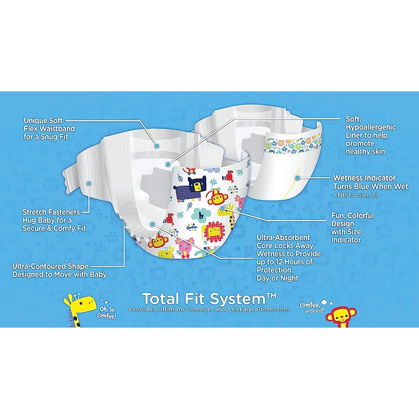 Comfees® Premium Diapers, Unisex, Baby, Tab Closure, Size 4 CMF-4