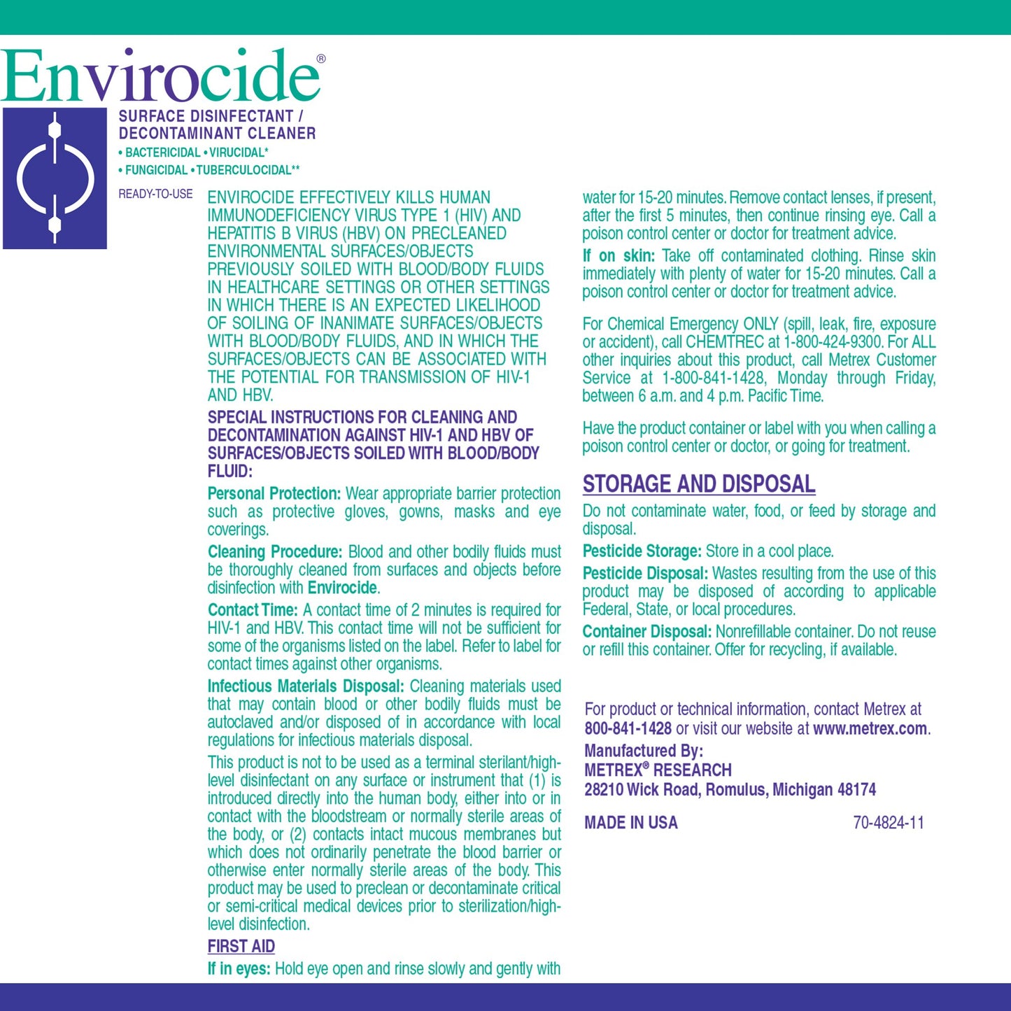 Envirocide® Surface Disinfectant Cleaner 13-3300