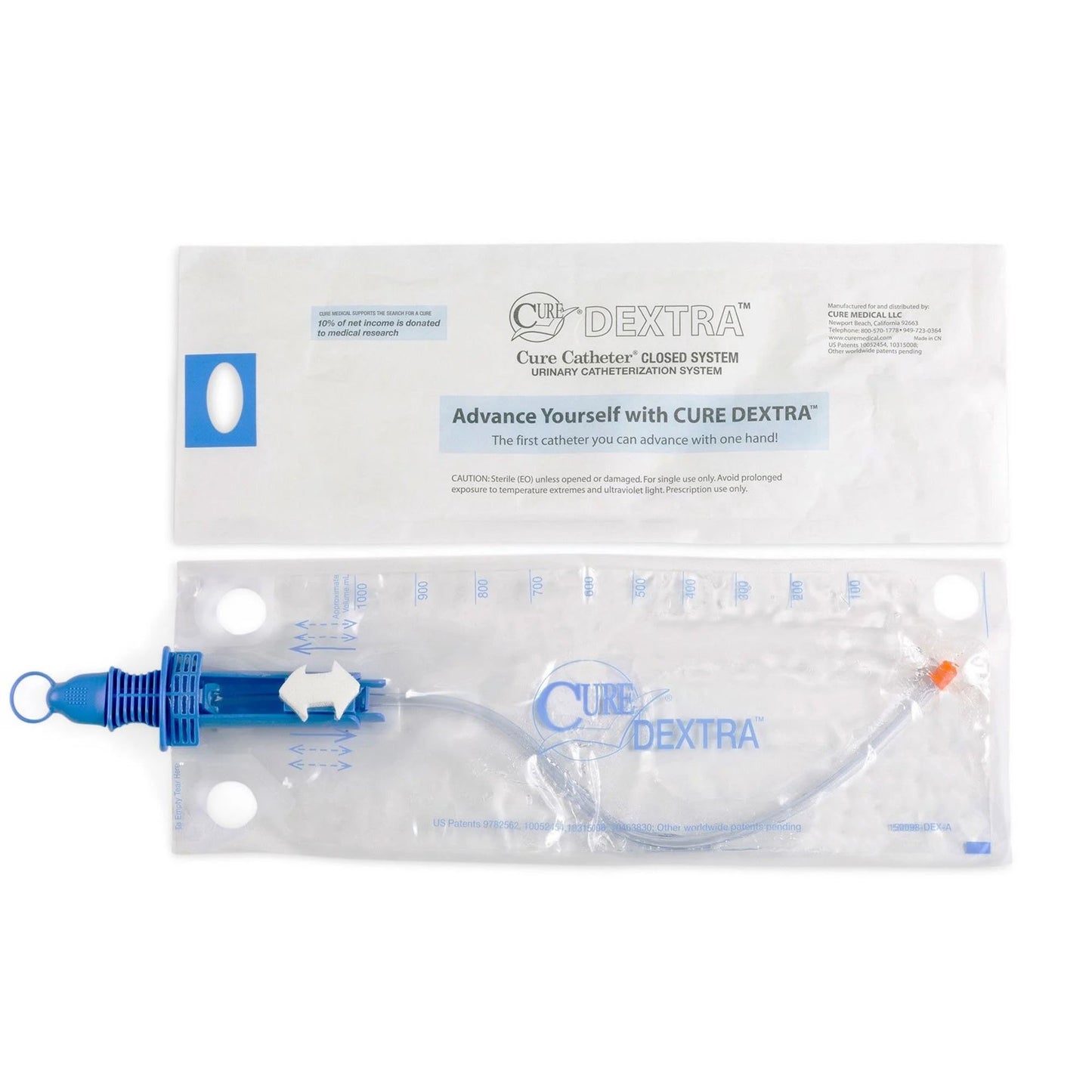 Intermittent Closed System Catheter Cure Dextra® Closed System Unisex / Straight Tip 12 Fr. - DEX12
