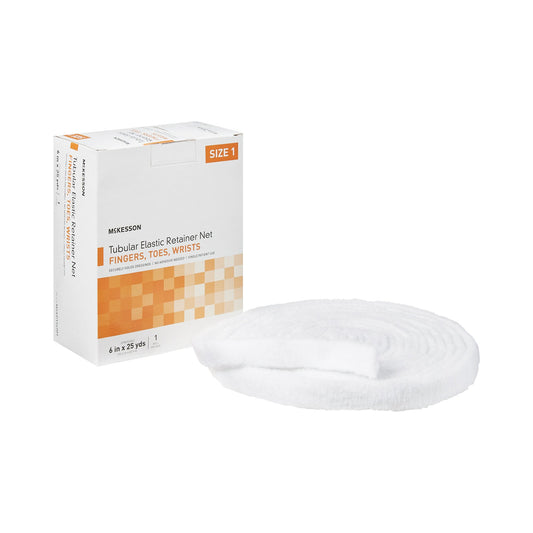 Elastic Net Retainer Dressing McKesson Tubular Elastic 6 Inch X 25 Yard (15.2 cm x 22.9 m) Size 1 White Finger / Toe / Wrist NonSterile - MSVP114701
