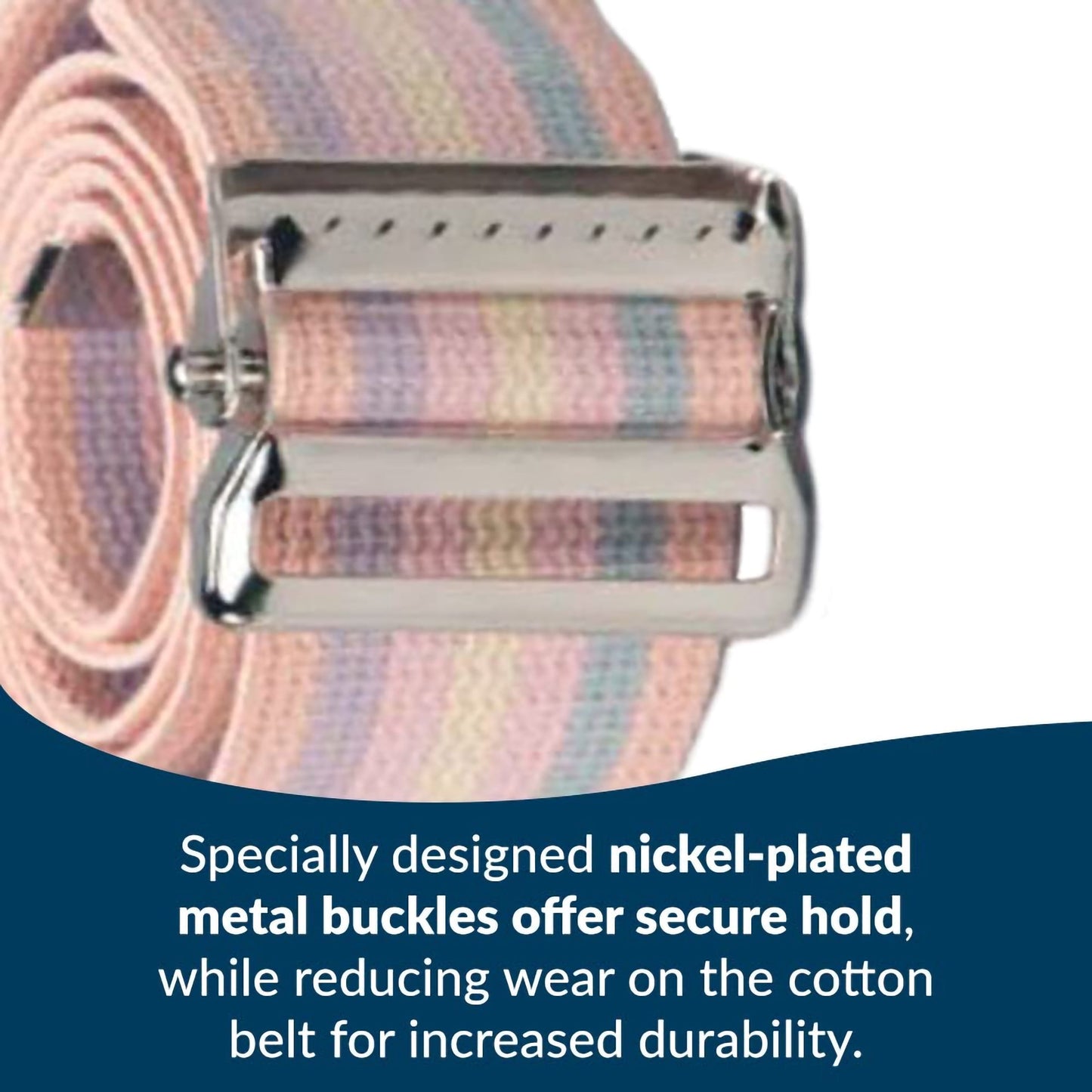 Posey® Gait Belt, Nickel Buckle, Pastel Striped, 54-Inch Length 6531