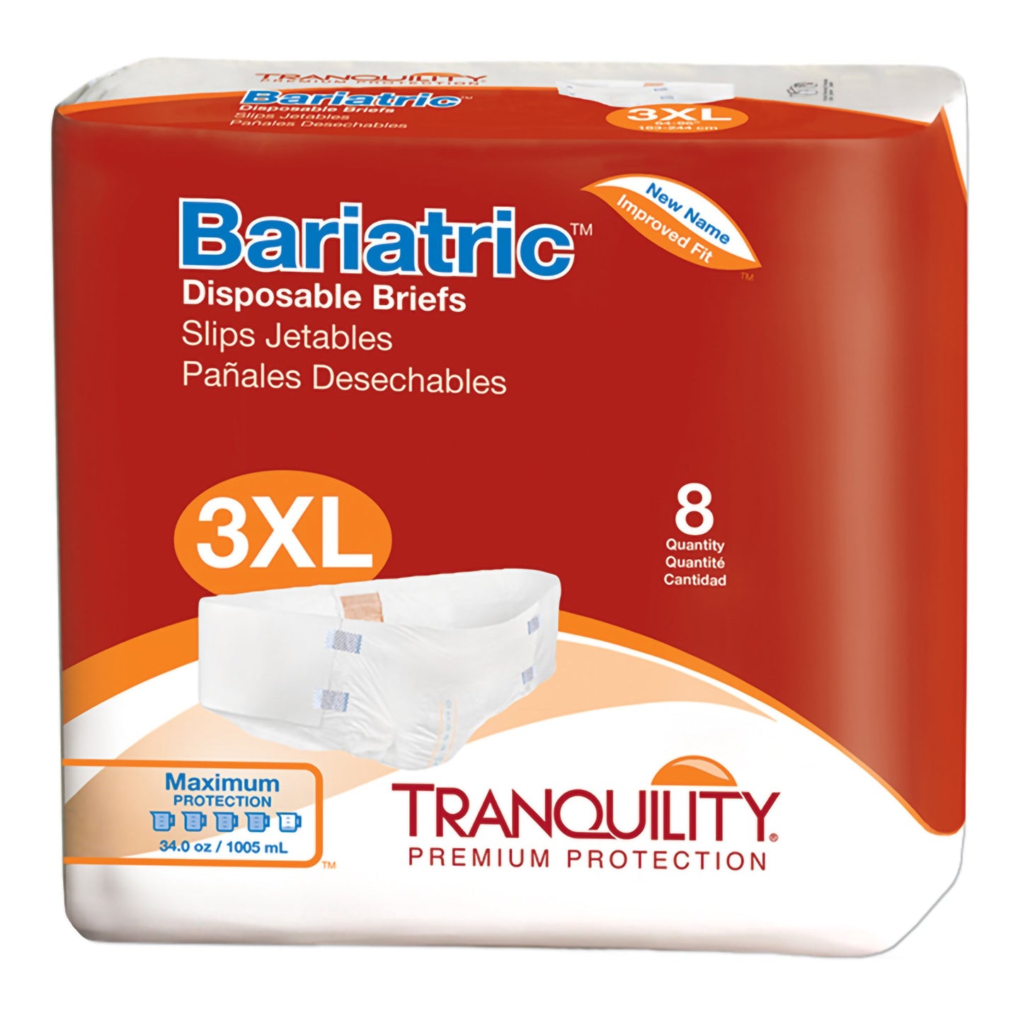 Unisex Adult Incontinence Brief Tranquility® Bariatric 3X-Large Disposable Heavy Absorbency - 2190