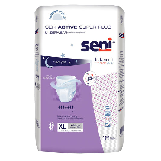 Unisex Adult Absorbent Underwear Seni® Active Super Plus Pull On with Tear Away Seams X-Large Disposable Heavy Absorbency - S-XL16-AP1