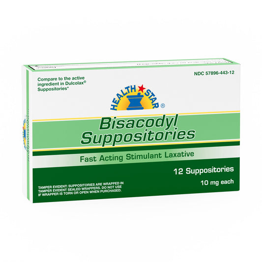 Health*Star Bisacodyl Laxative Suppository 444-12-HST