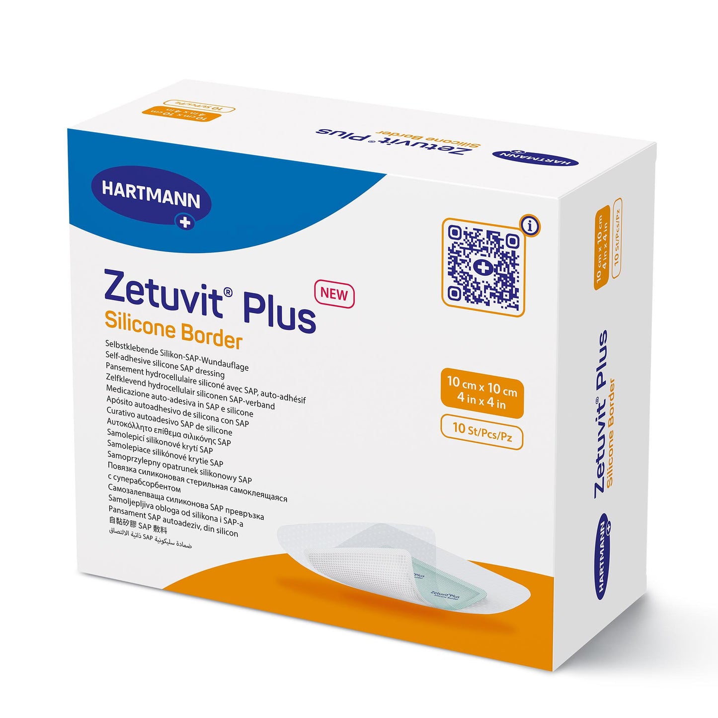 Zetuvit® Plus Silicone Border Super Absorbent Dressing, 4 x 4 Inch 413901