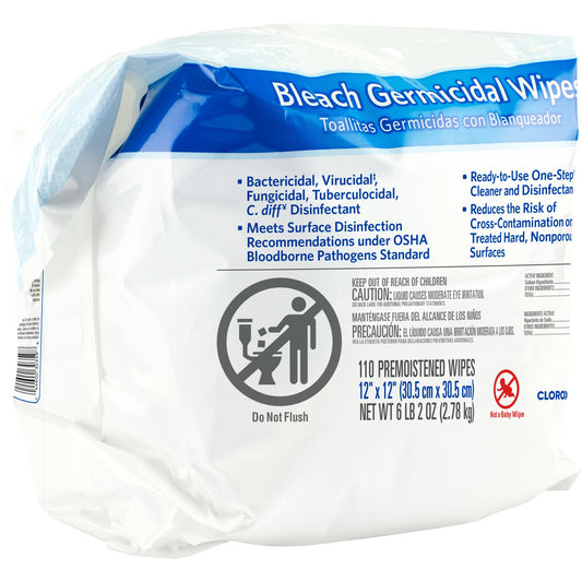 Surface Disinfectant Cleaner Refill Clorox Healthcare® Bleach Germicidal Premoistened Germicidal Manual Pull Wipe 110 Count Pouch Floral Bleach Scent
