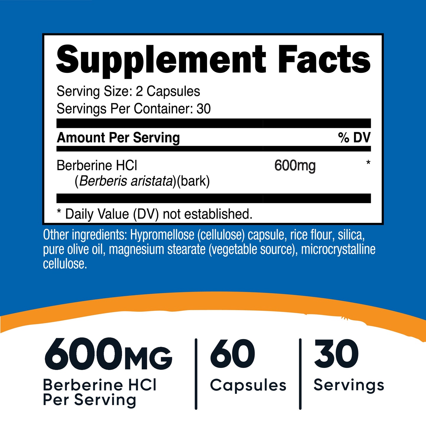 Dietary Supplement nutricost® Berberine 600 mg Strength Capsule 60 Per Bottle NTC171101