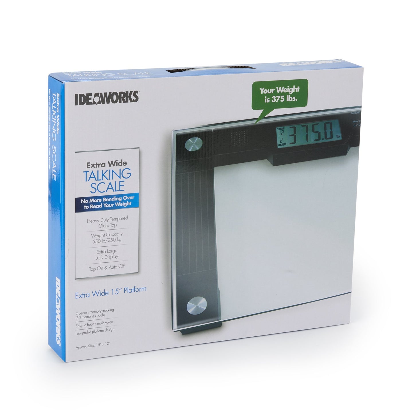 Floor Scale Ideaworks® Digital Display 550 lbs. / 250 kg Capacity Black / Glass AC Power - JB5824