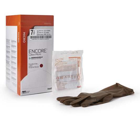 Surgical Glove ENCORE® Latex Micro Size 7.5 Sterile Latex Standard Cuff Length Micro-Textured Brown Chemo Tested - 5787004