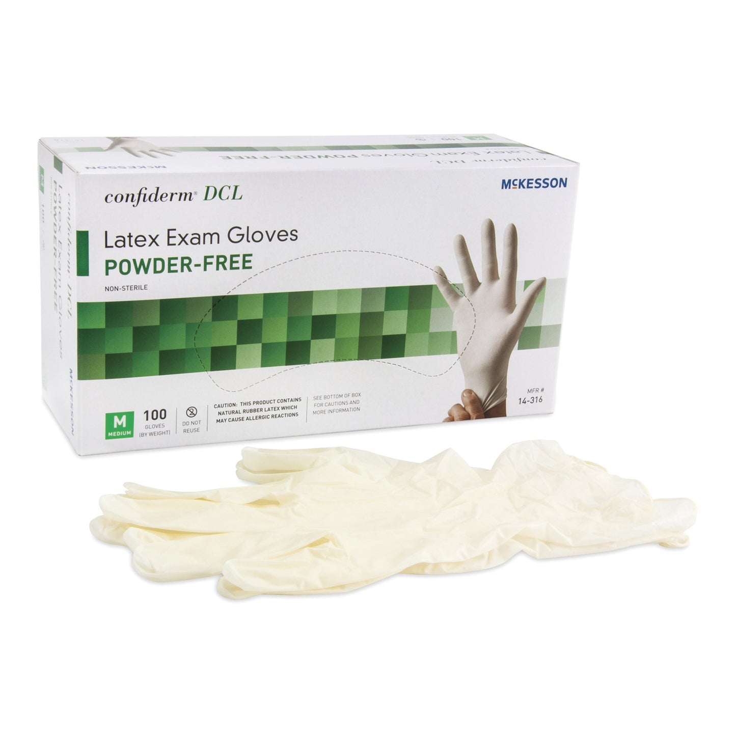 Exam Glove McKesson Confiderm® Medium NonSterile Latex Standard Cuff Length Smooth Ivory Not Rated - 14-316