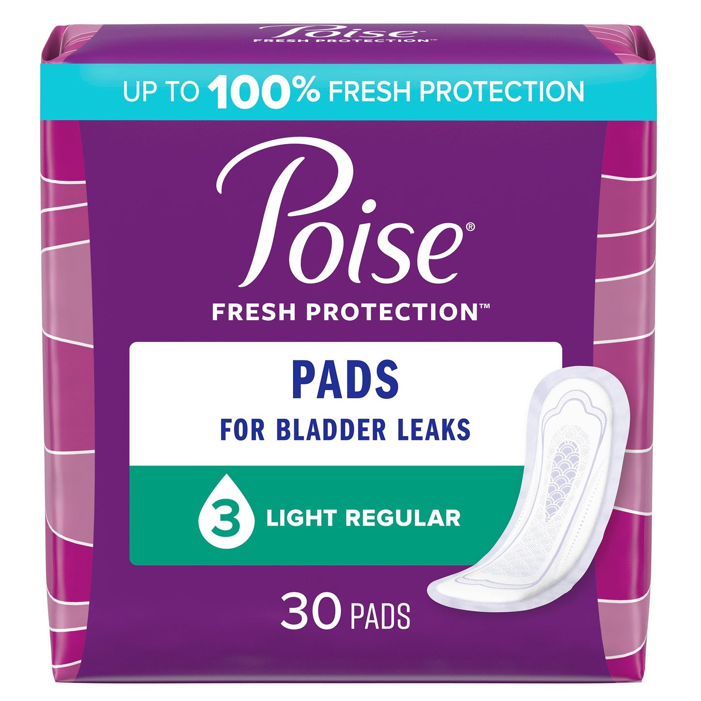 Bladder Control Pad Poise® Fresh Protection™ 9.33 Inch Length Moderate Absorbency Polymer Core One Size Fits Most - 51668