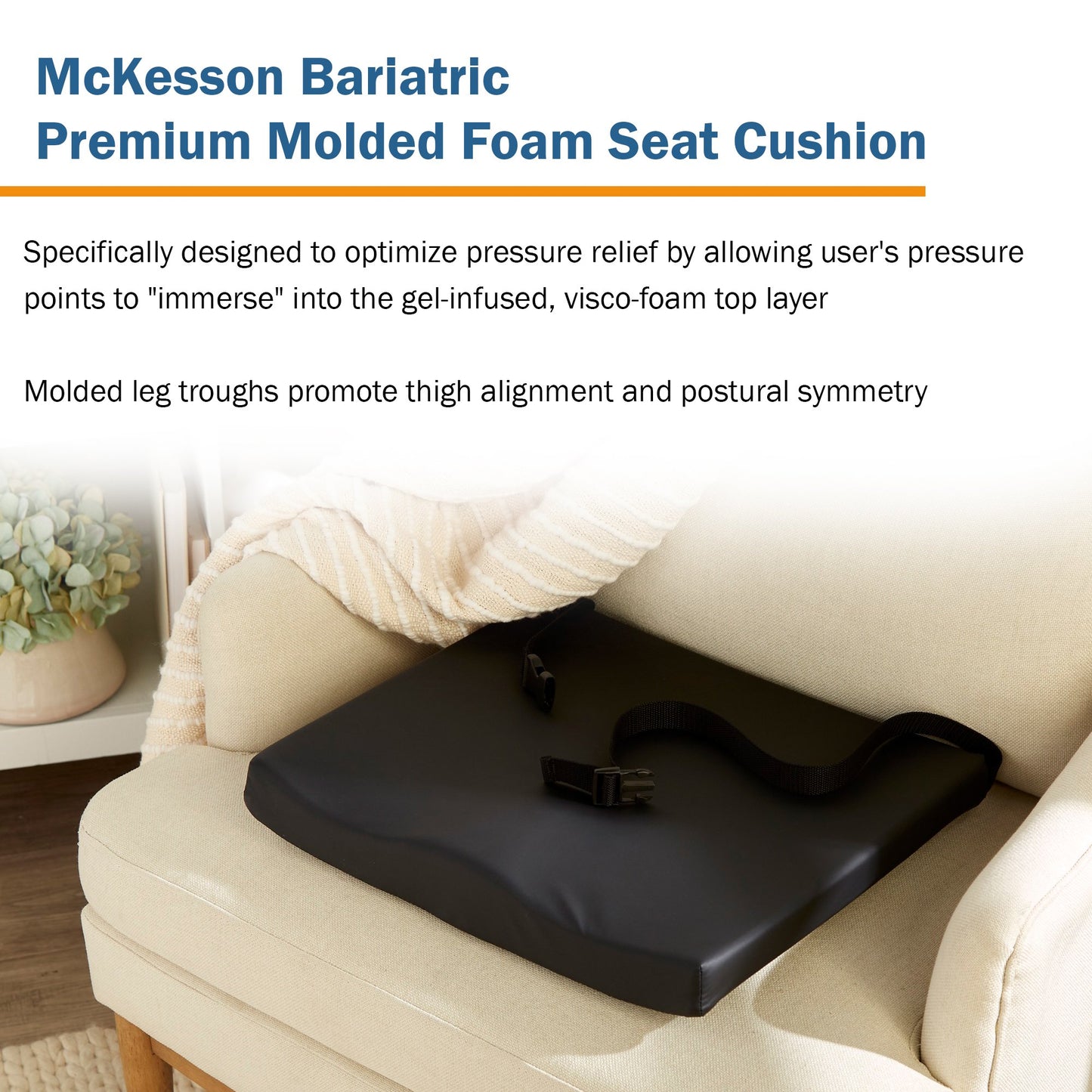McKesson Premium Molded Foam Seat Cushion, 24 x 18 x 3 Inch 170-76006SP