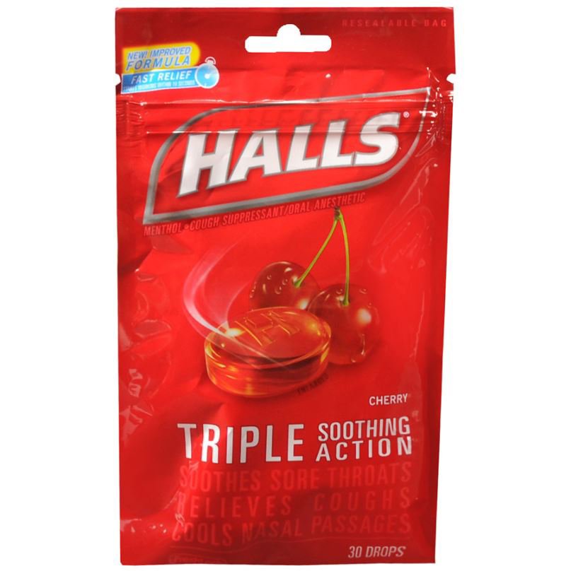 Cold and Cough Relief Halls® 7 mg Strength Lozenge 30 per Bag - 31254662749