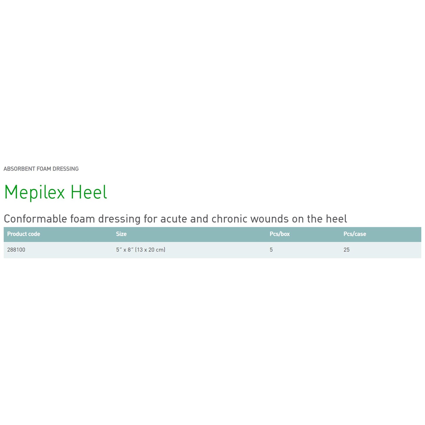 Mepilex® Heel Conformable Foam Dressing for Wounds on Heels, 13 x 20 cm 288100