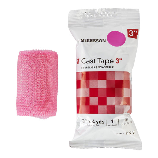 Cast Tape McKesson 3 Inch X 12 Foot Fiberglass Pink - 115-3X