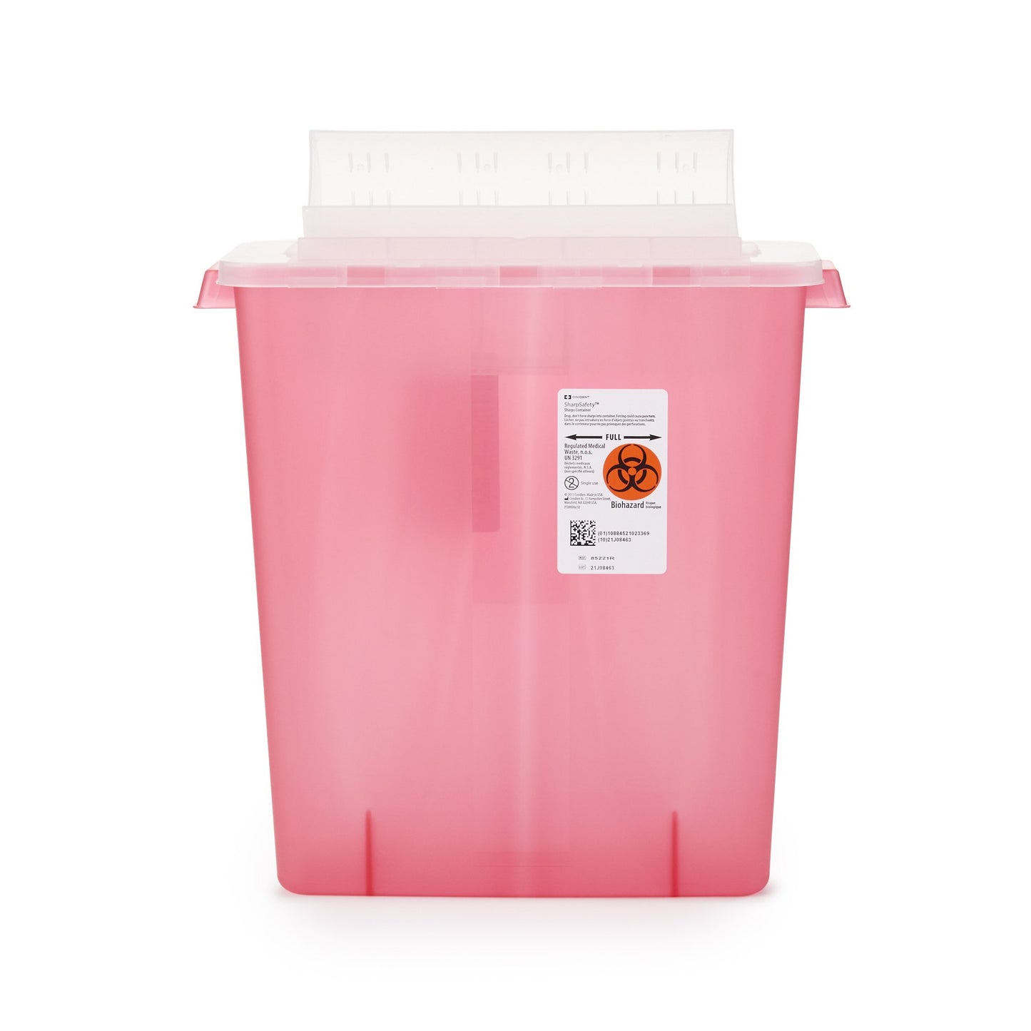 Sharps Container In-Room™ Translucent Red Base 16-1/4 H X 13-3/4 W X 6 D Inch Horizontal Entry 3 Gallon - 85221R