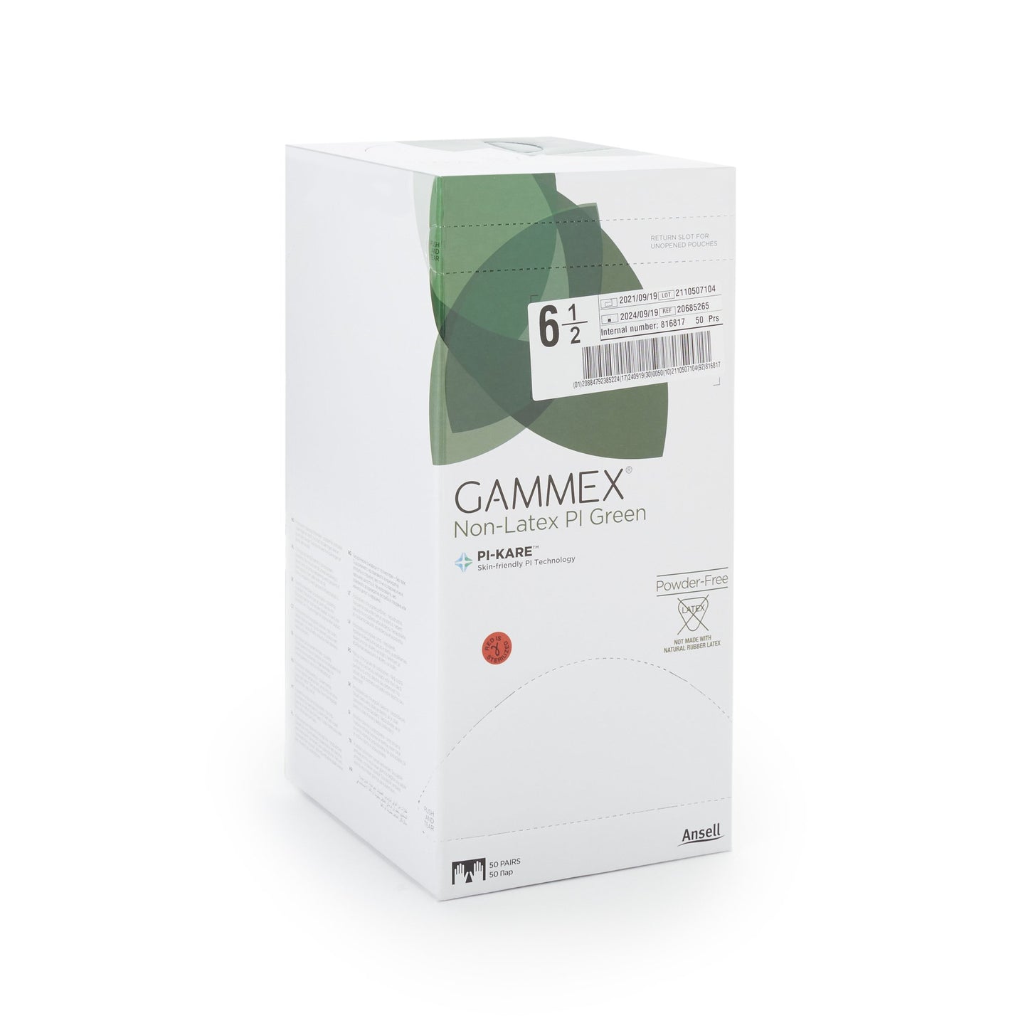 Gammex® Non-Latex PI Green Polyisoprene Surgical Glove, Size 6.5, Light Green 20685265